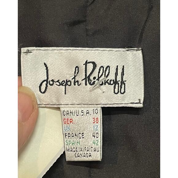 Vtg 90s Joseph Ribkoff Sz 10 Trench Coat Bubble Hem Gray Satin Glam Statement - Picture 15 of 16